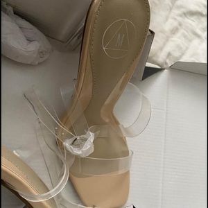 Missguided Nuede Square Toe Clear Heels